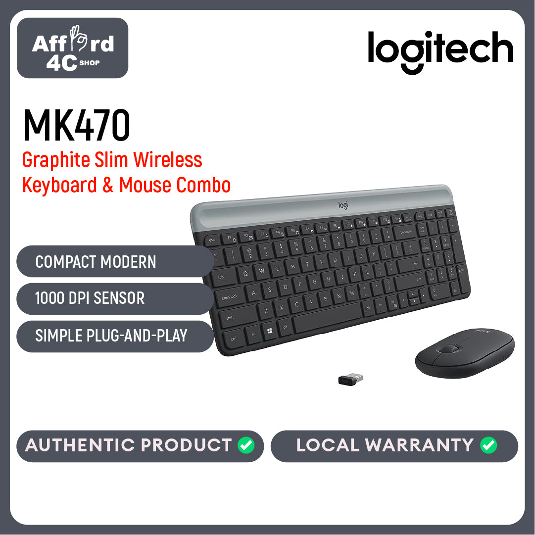 Logitech MK470 Slim Wireless Keyboard & Mouse Combo Nano Receiver