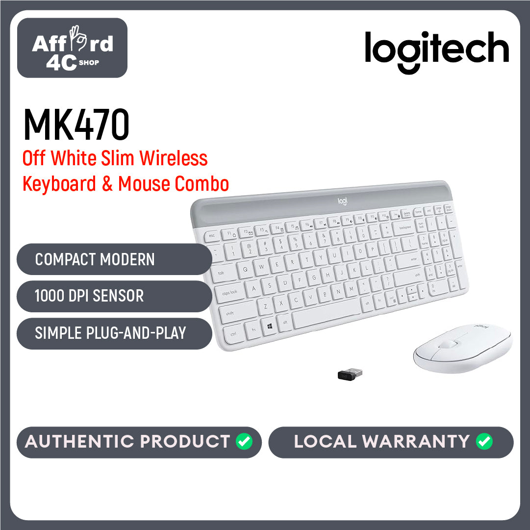 Logitech MK470 Slim Wireless Keyboard & Mouse Combo Nano Receiver