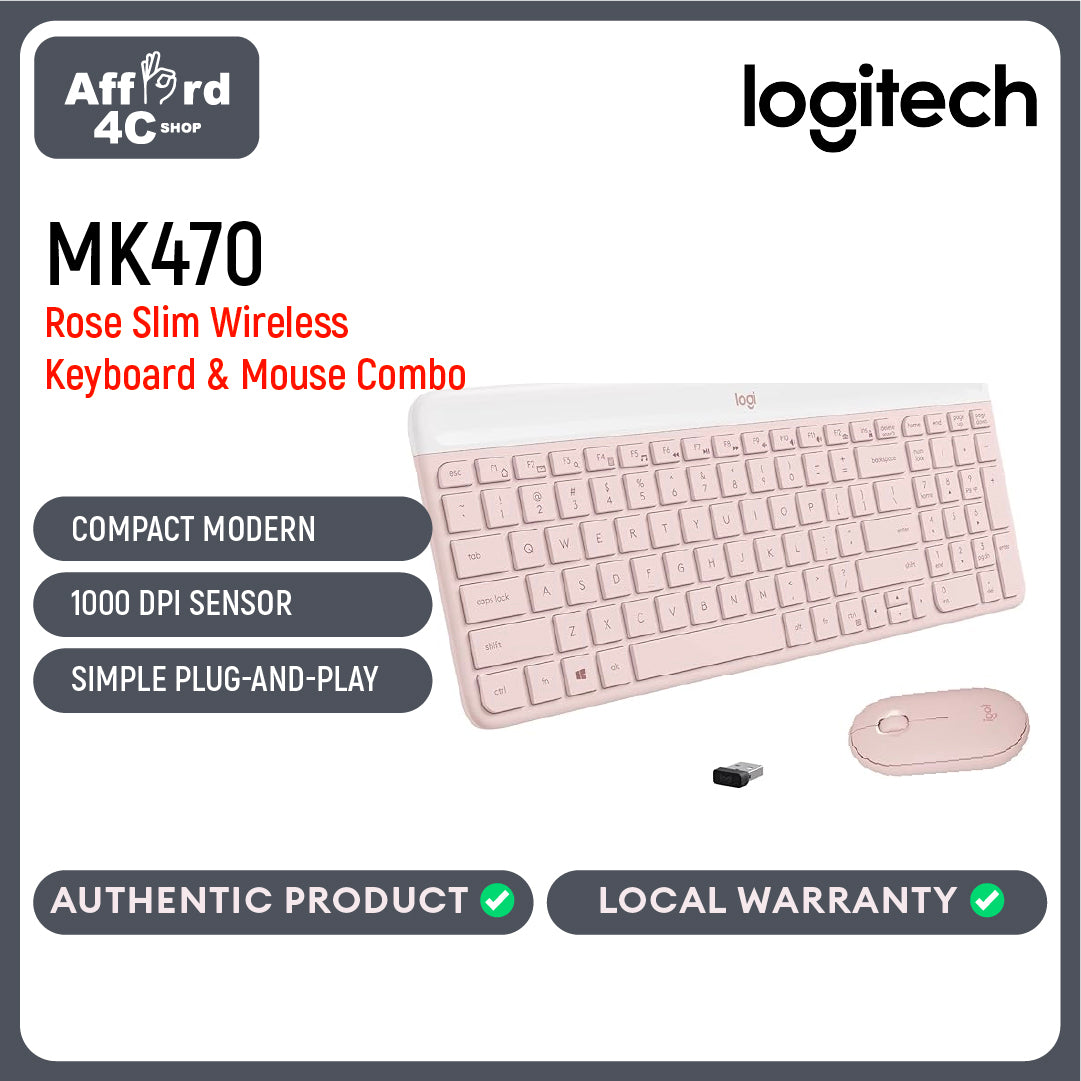 Logitech MK470 Slim Wireless Keyboard & Mouse Combo Nano Receiver