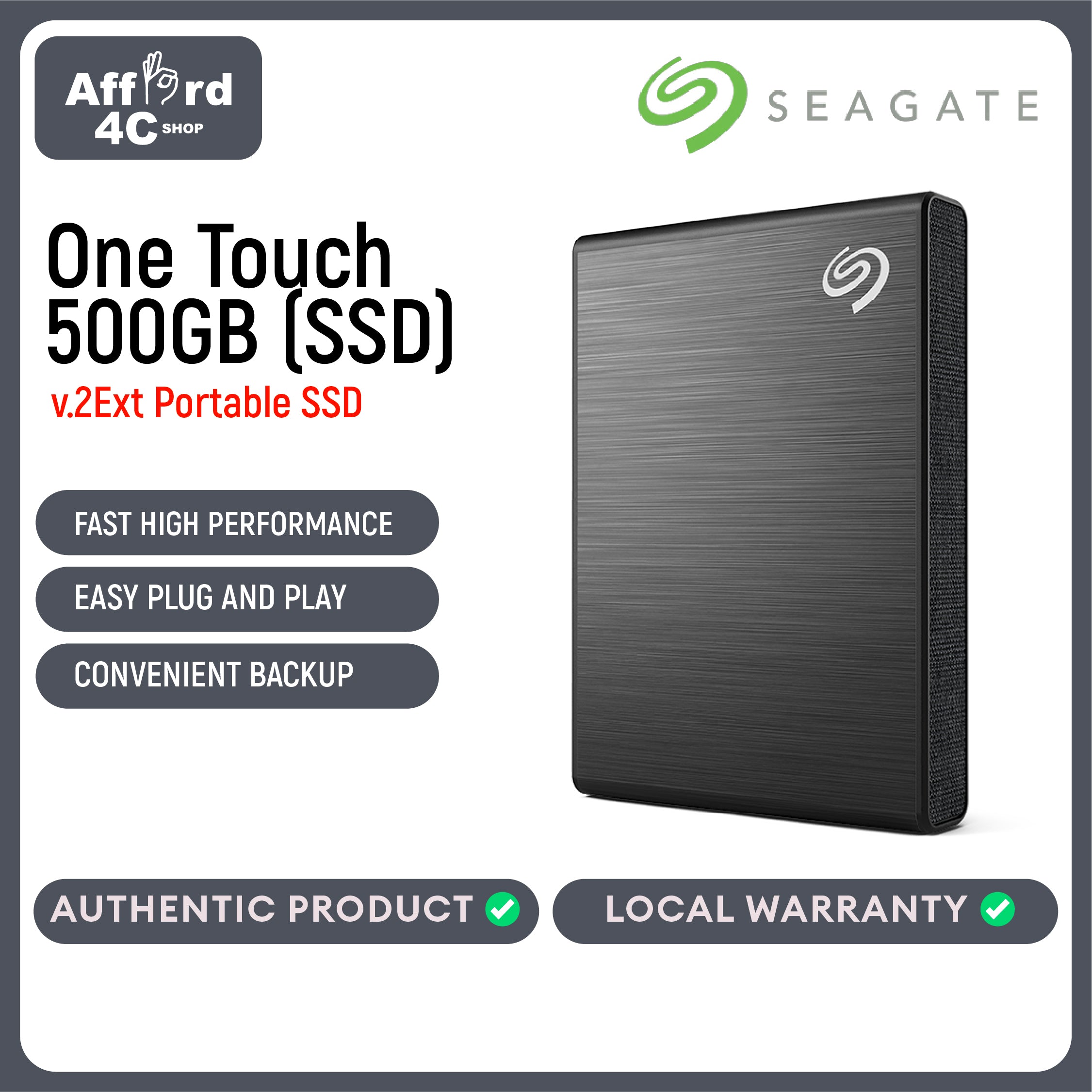 Seagate One Touch SSD v.2Ext 500GB Black - Silver - Blue