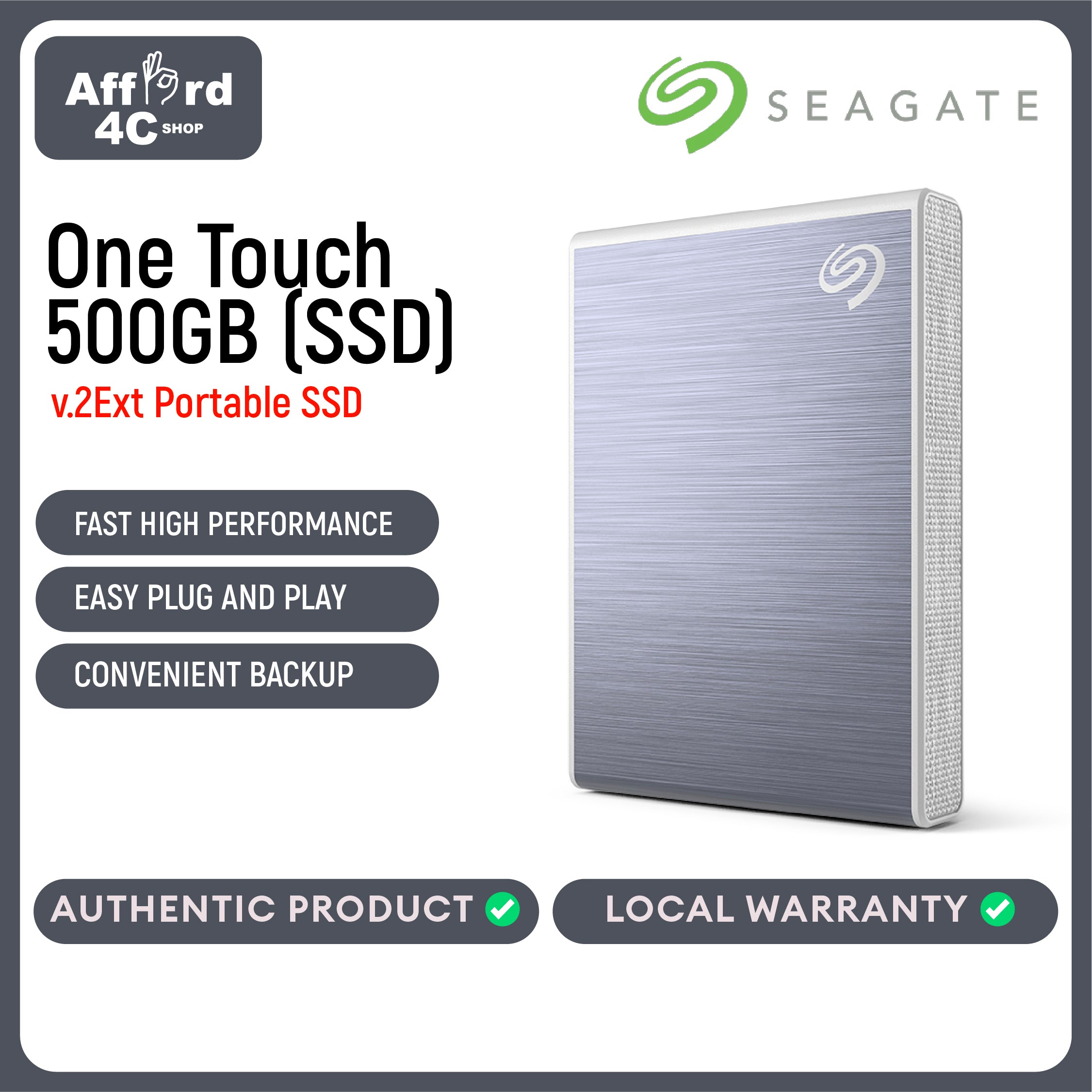 Seagate One Touch SSD v.2Ext 500GB Black - Silver - Blue