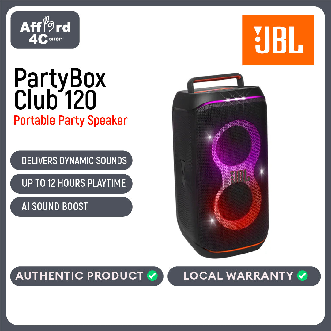 JBL PartyBox Club 120 Portable Party Speaker with Built-in Lights, Powerful Sound and Deep Bass