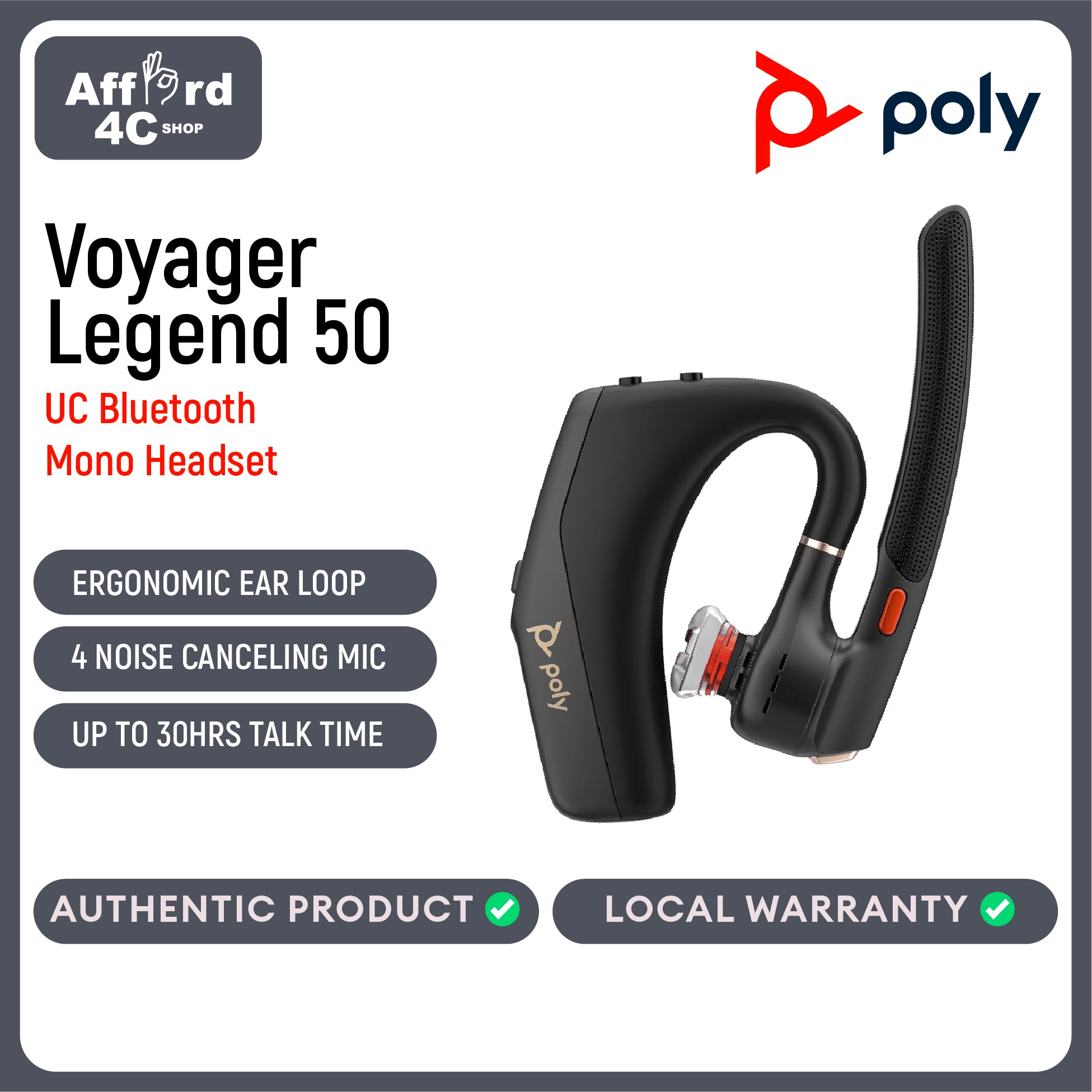 Poly Voyager Legend 50 Headset UC (AT9M9AA)