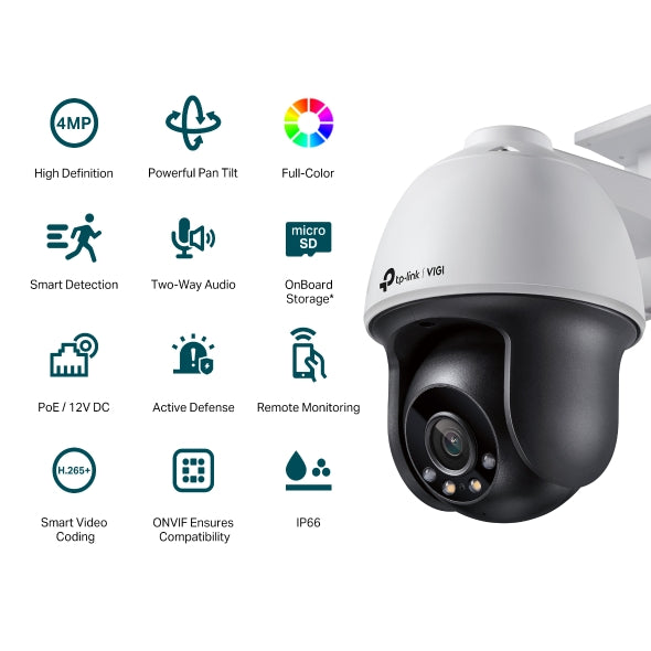 TP-Link VIGI C540 VIGI 4MP Outdoor Full-Color Pan Tilt Network Camera