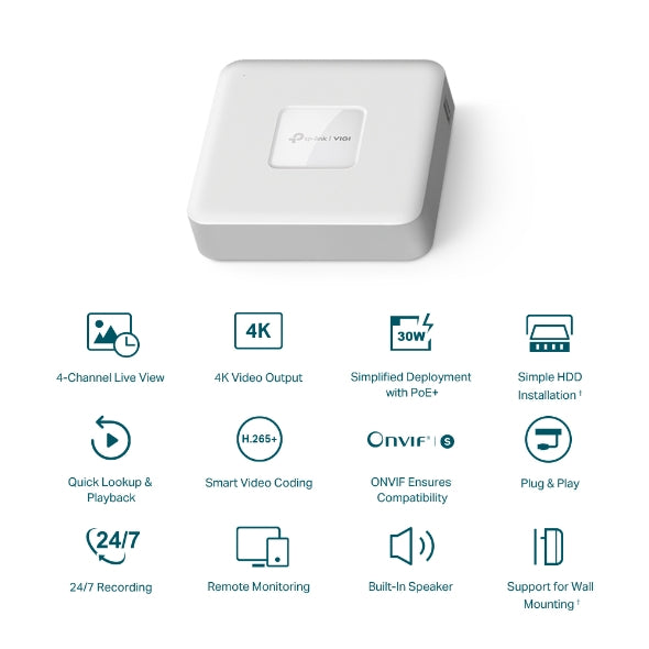 TP-Link VIGI NVR1104H-4P 4 Channel PoE+ Network Video Recorder