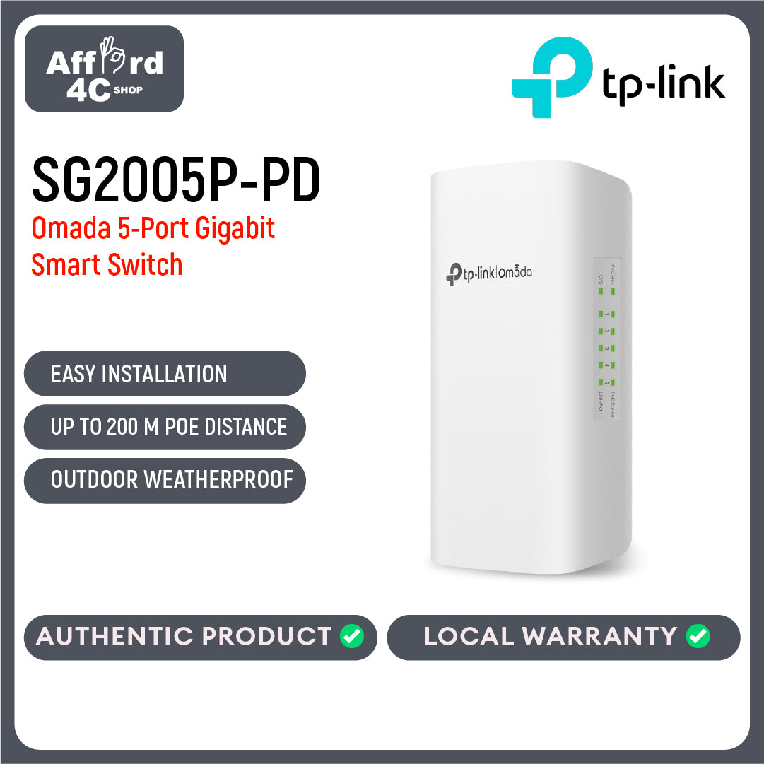 TP-Link SG2005P-PD Omada 5-Port Gigabit Smart Switch with 1-Port PoE++ In and 4-Port PoE+ Out