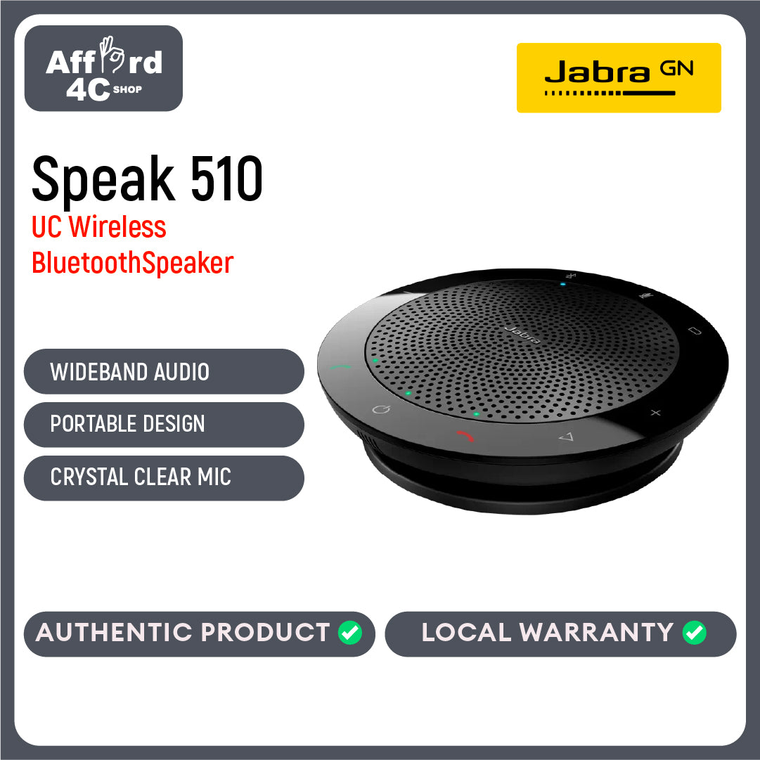 Jabra Speak 510 Wireless Bluetooth Speaker for Softphone and Mobile Phone - Easy Setup, Portable Speakerphone