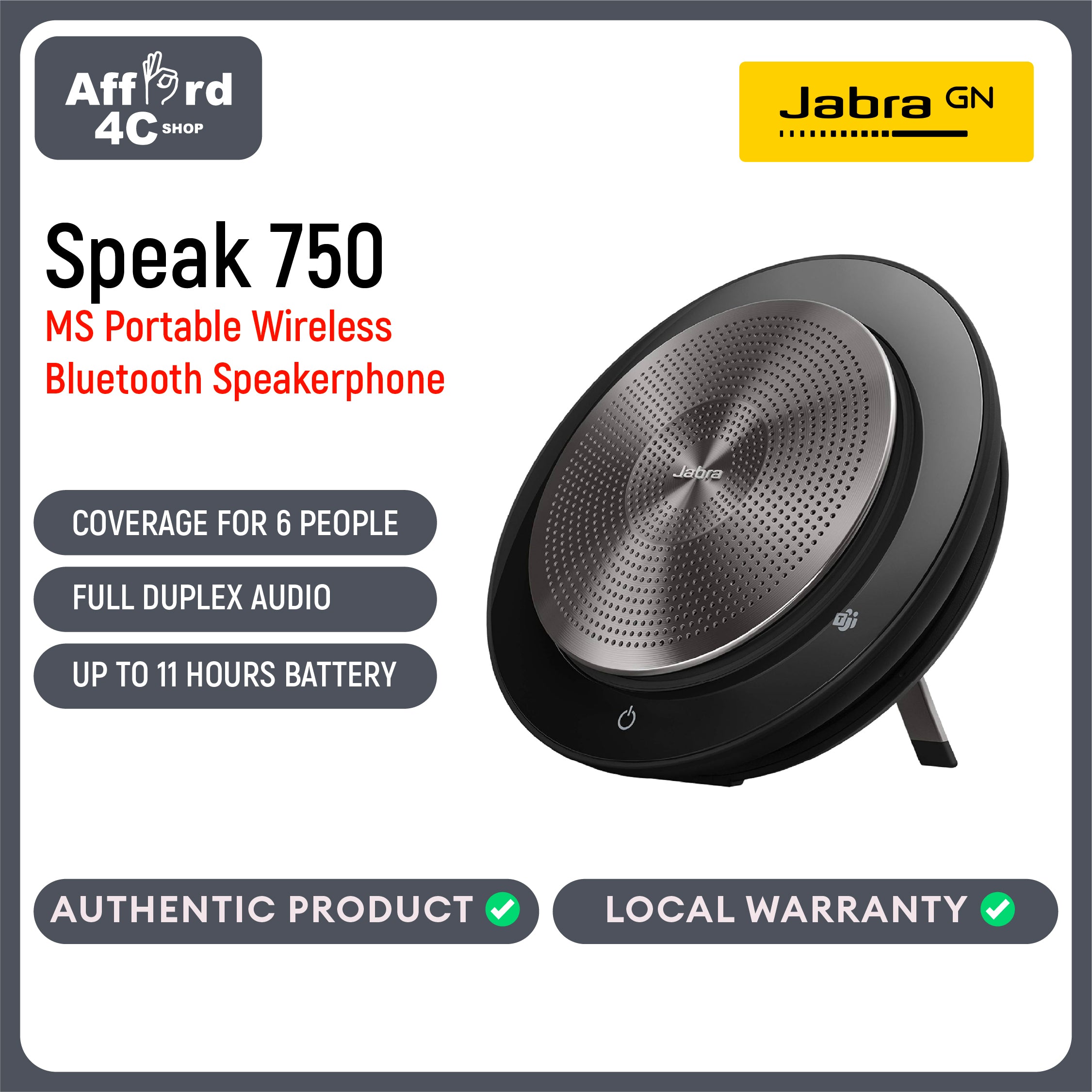 Jabra Speak 750 Wireless Bluetooth Speaker for Softphones and Mobile Phones – Easy To Set Up – Lightweight, Portable Conference Call Speaker with Premium Audio, Ideal for Remote Collaboration