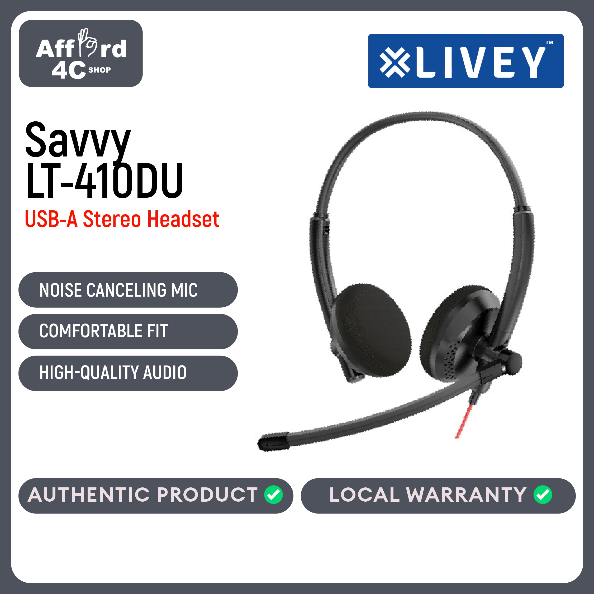 Livey  Savvy 410 Series LT-410DU Direct USB Headset