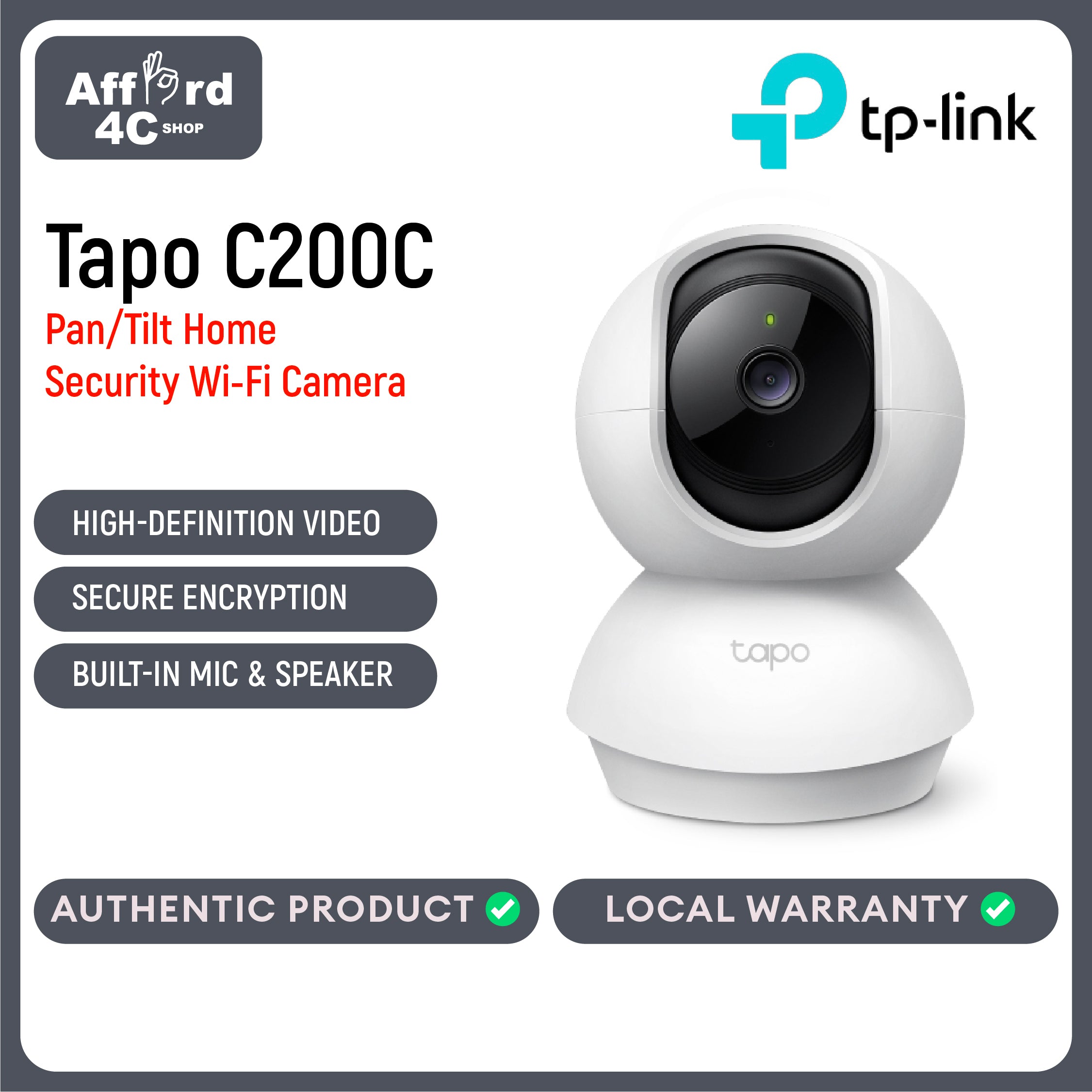 Tapo-C200C Pan/Tilt Home Security Wi-Fi Camera