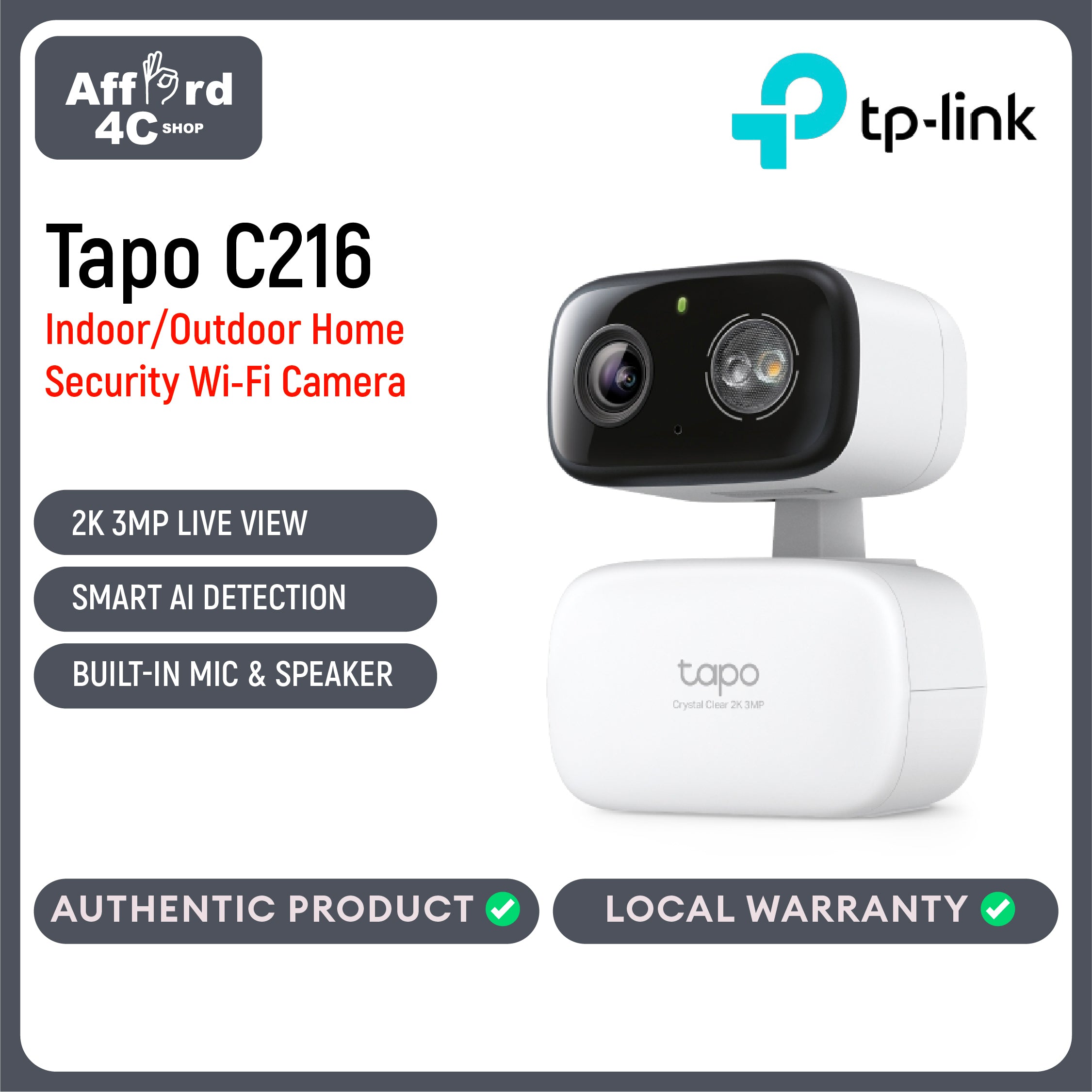Tapo C216 Indoor/Outdoor Home Security Wi-Fi Camera