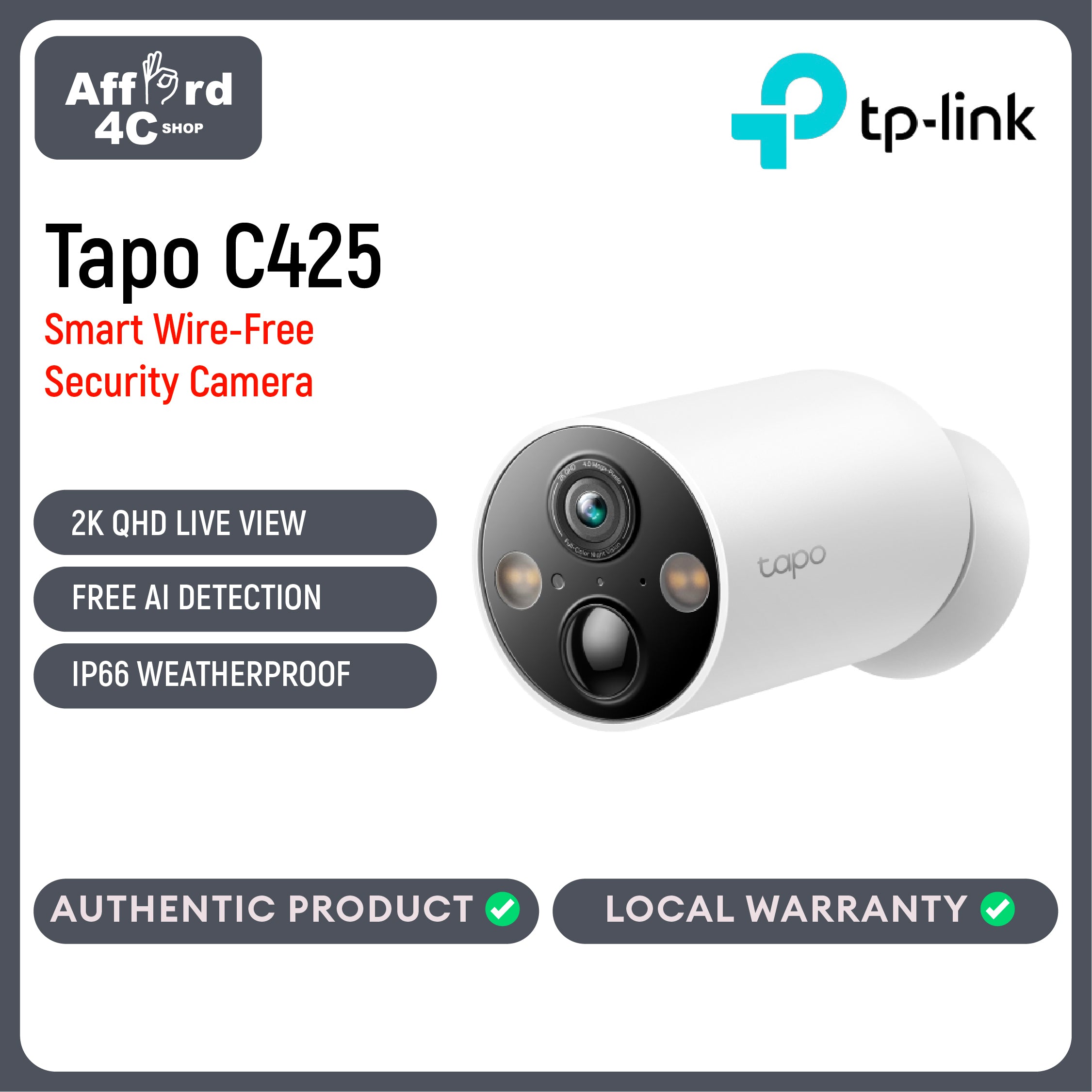 TP-Link Tapo C425 Kit Solar-Powered Security Camera Kit