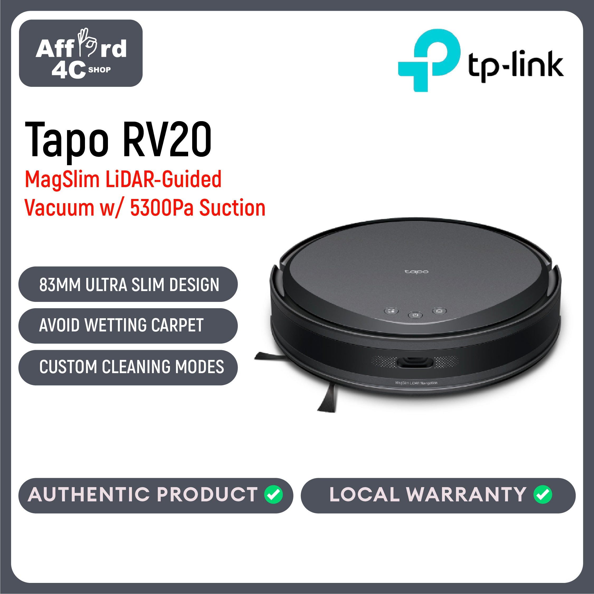 Tapo RV20 Max MagSlim™ LiDAR Navigation Robot Vacuum