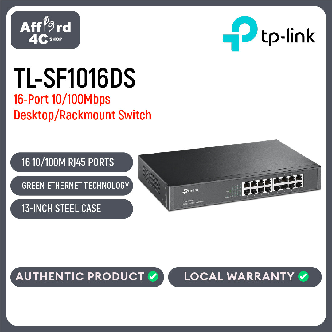 TP-Link TL-SF1016DS 16-Port 10/100Mbps Desktop/Rackmount Switch