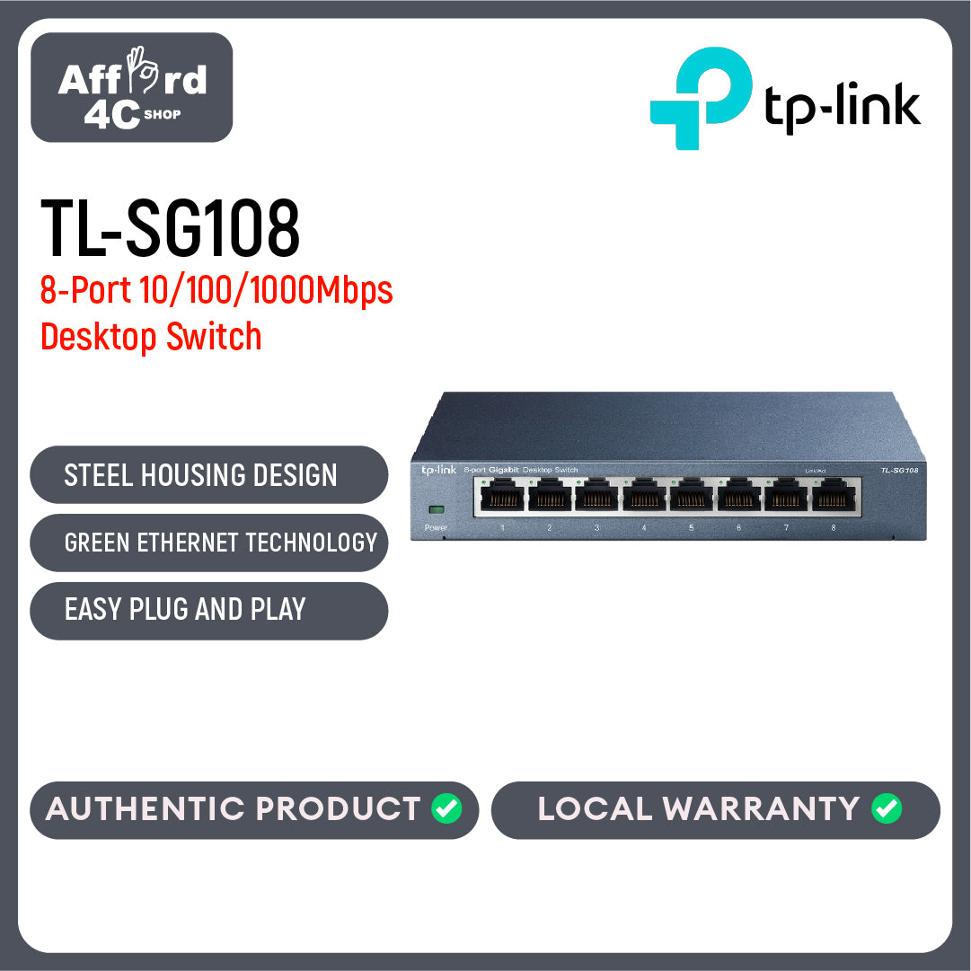 TP-Link TL-SG108 8-Port 10/100/1000Mbps Desktop Switch
