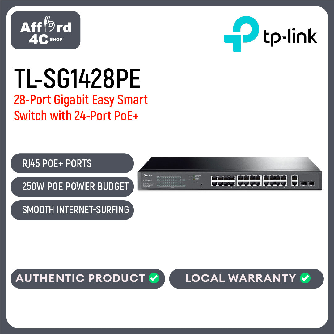 TP-Link TL-SG1428PE 28-Port Gigabit Easy Smart Switch with 24-Port PoE+