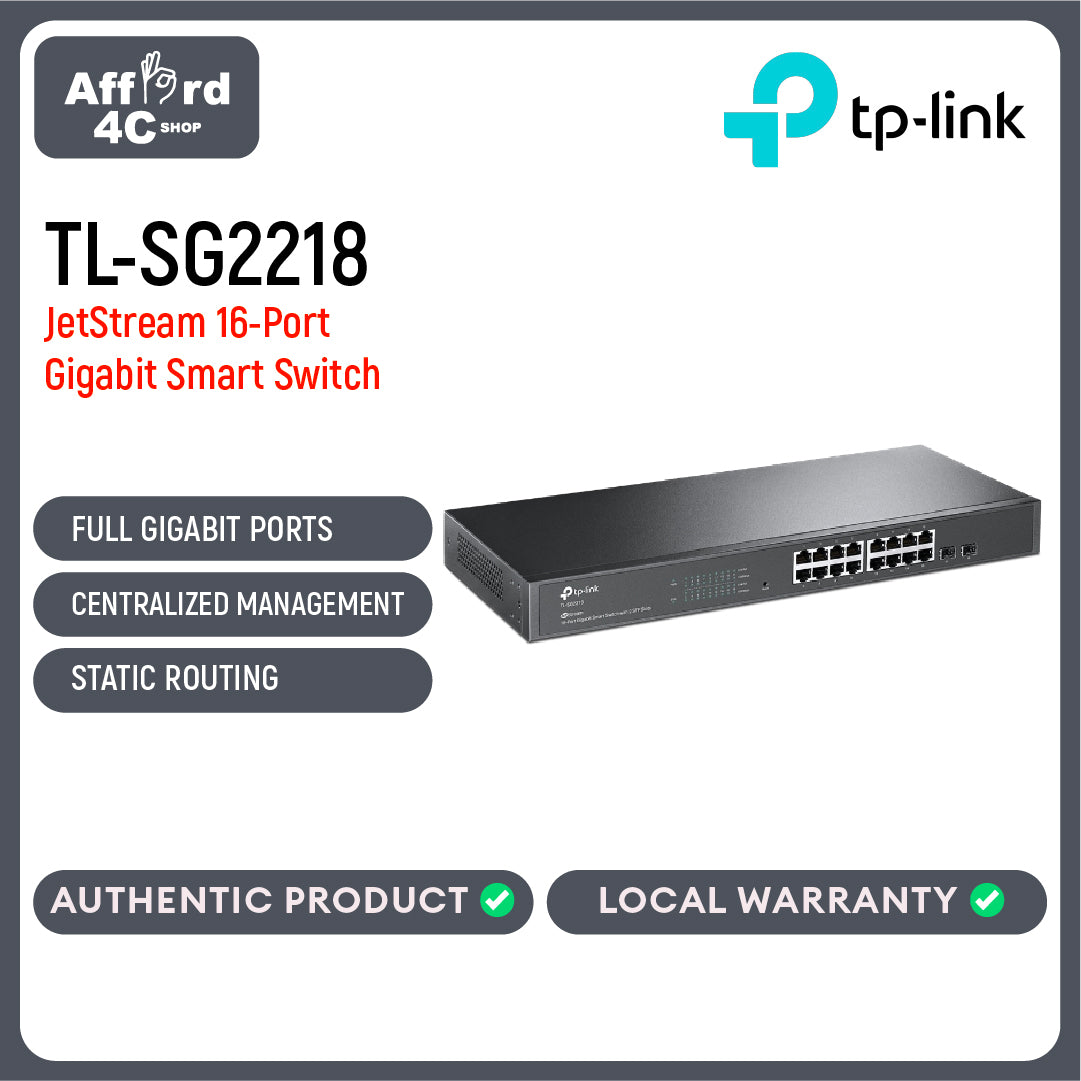 TP-Link TL-SG2218 JetStream 16-Port Gigabit Smart Switch with 2 SFP Slots