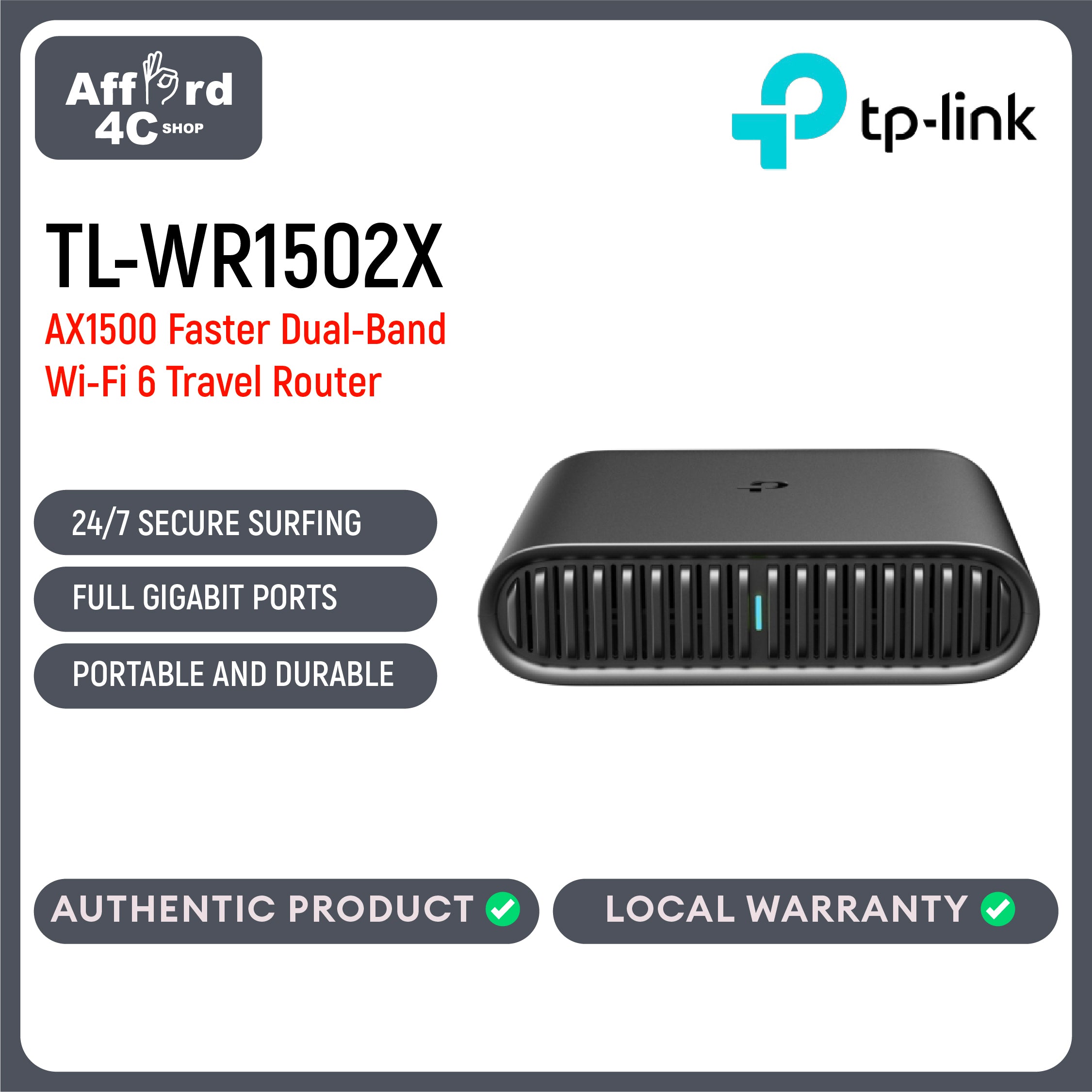TP-Link - TL-WR1502X AX1500 Wi-Fi 6 Travel Router