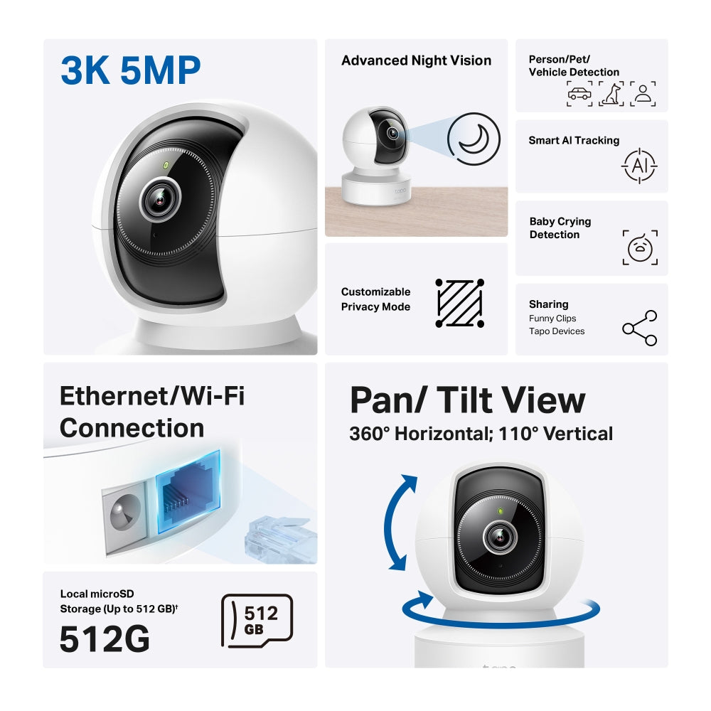 Tapo C232 Pan/Tilt AI Home Security Wi-Fi Camera
