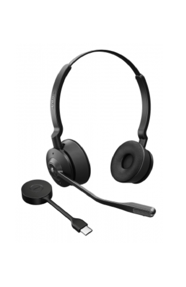 Jabra Engage 55 SE Stereo Wireless Headset with Link 400 Noise-Cancelling Microphone, Extensive Range, Hearing Protection – Certified for Google Meet & Zoom – Black