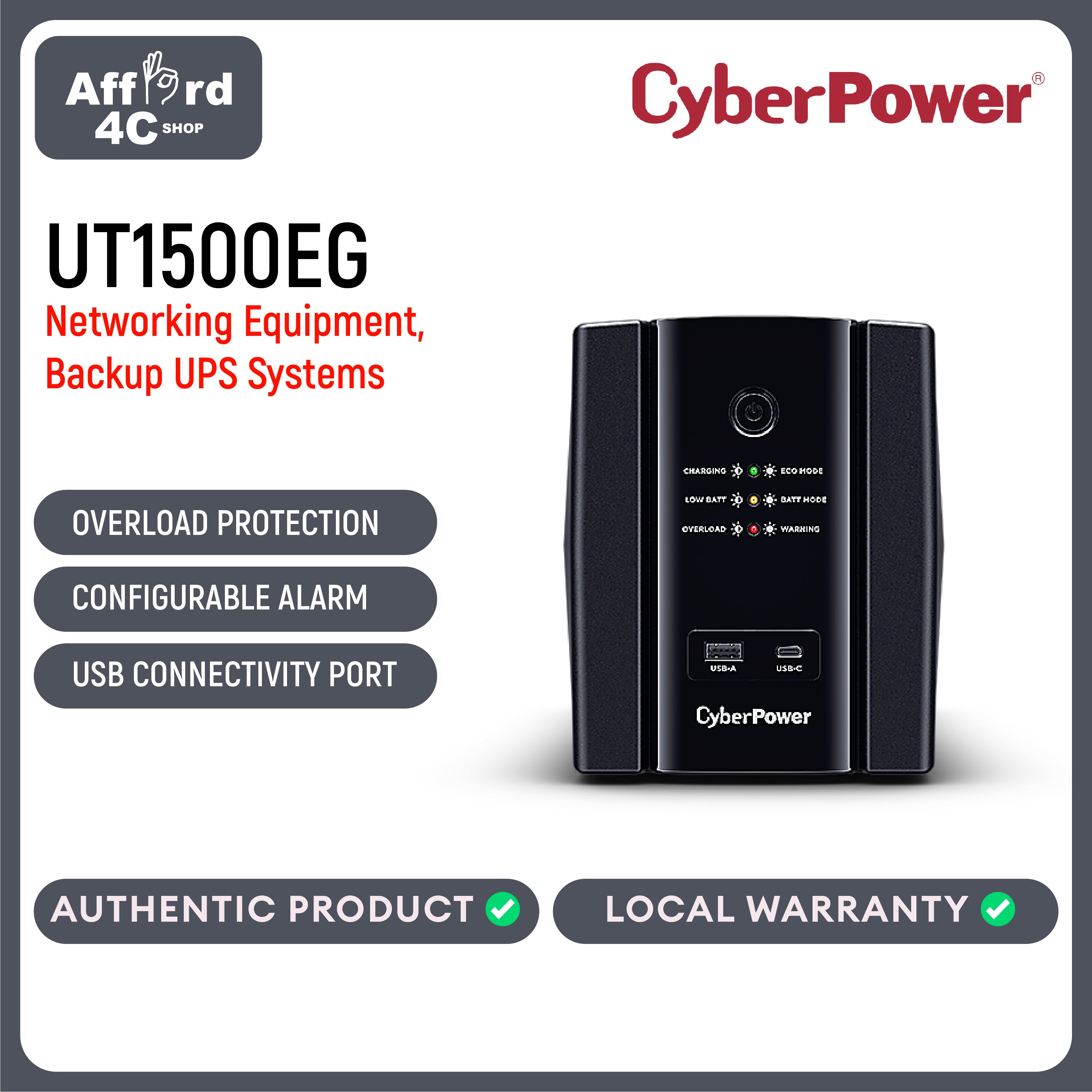 CyberPower UPS 1500VA/900W, Green, 2 year WA for battery
