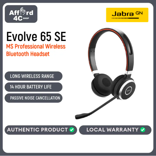Jabra Evolve 65 MS Stereo Wireless Headset with Link 370 Bluetooth A