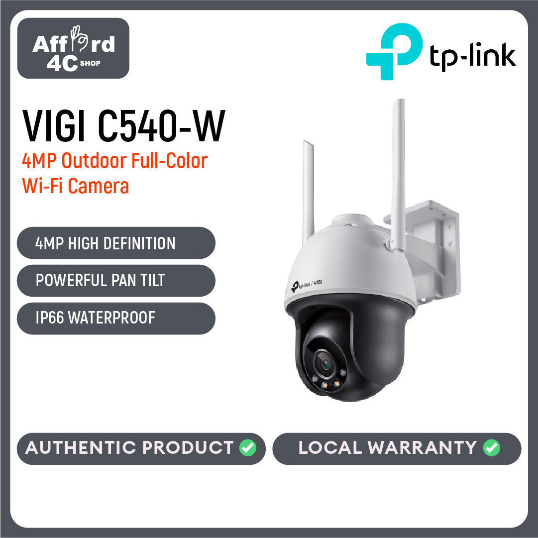 TP-Link VIGI C540-W VIGI 4MP Outdoor Full-Color Wi-Fi Pan Tilt Network Camera