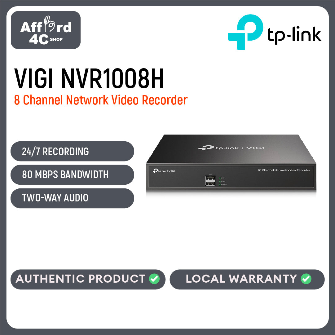 TP-Link VIGI NVR1008H 8 Channel Network Video Recorder