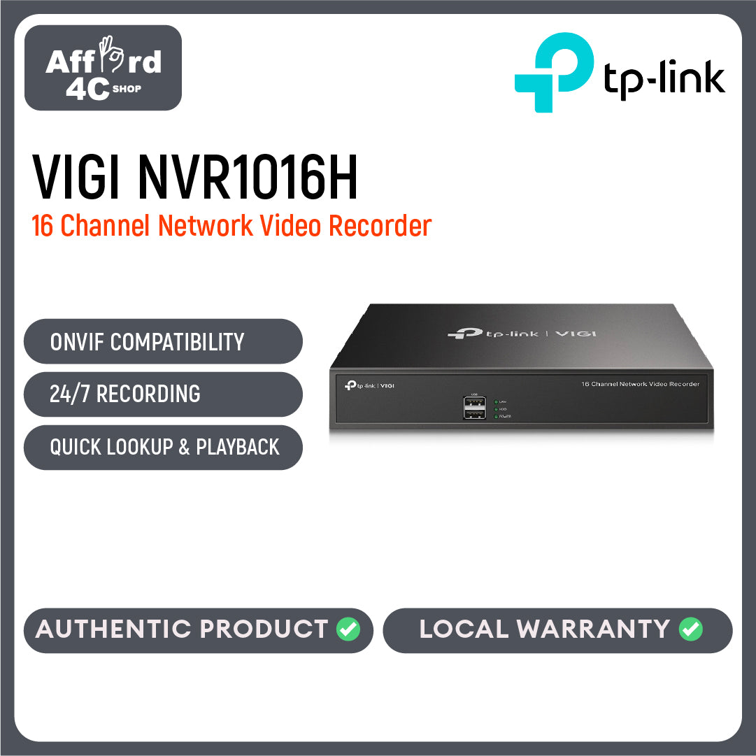TP-Link VIGI NVR1016H 16 Channel Network Video Recorder
