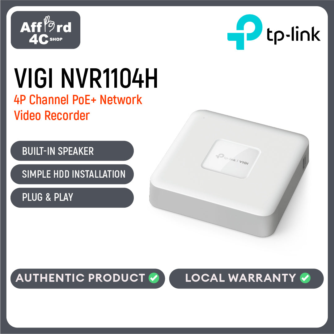 TP-Link VIGI NVR1104H-4P 4 Channel PoE+ Network Video Recorder