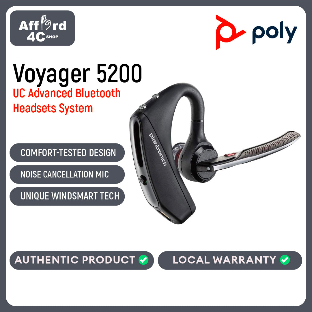 Poly Voyager 5200 UC Bluetooth Headset with USB Adapter