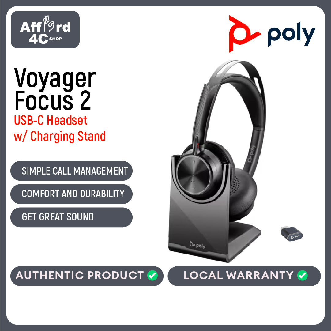 Poly Voyager Focus 2 USB-C with Charge Stand Headset (UC)