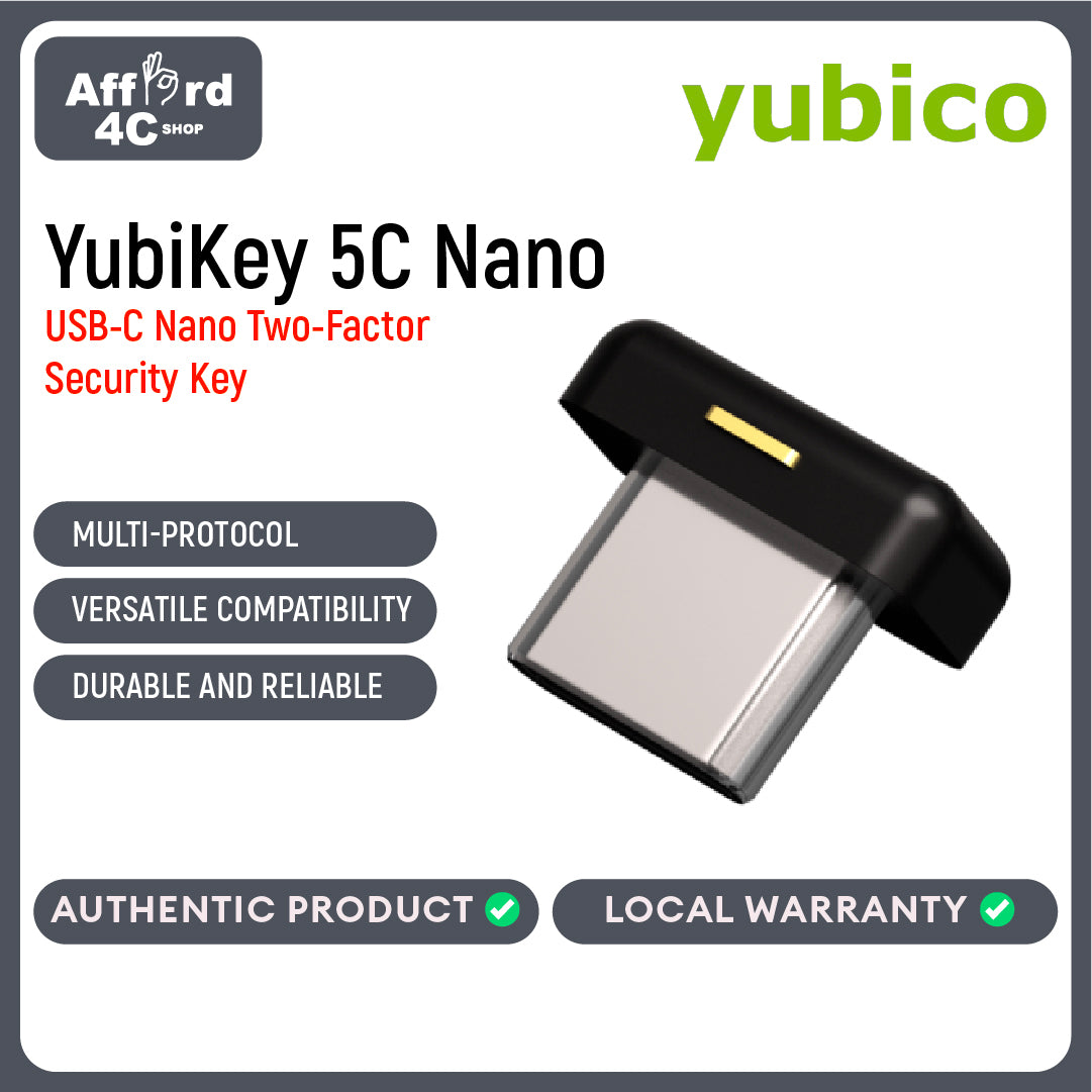 Yubico - YubiKey 5C Nano - Two Factor Authentication USB Security Key, Fits USB-C Ports - Protect Your Online Accounts with More Than a Password, FIDO Certified USB Password Key, Extra Compact Size