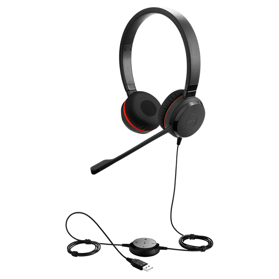 Jabra Evolve 20 SE UC USB-C/A or USB-A Stereo Wired Headset Leatherette Cushion