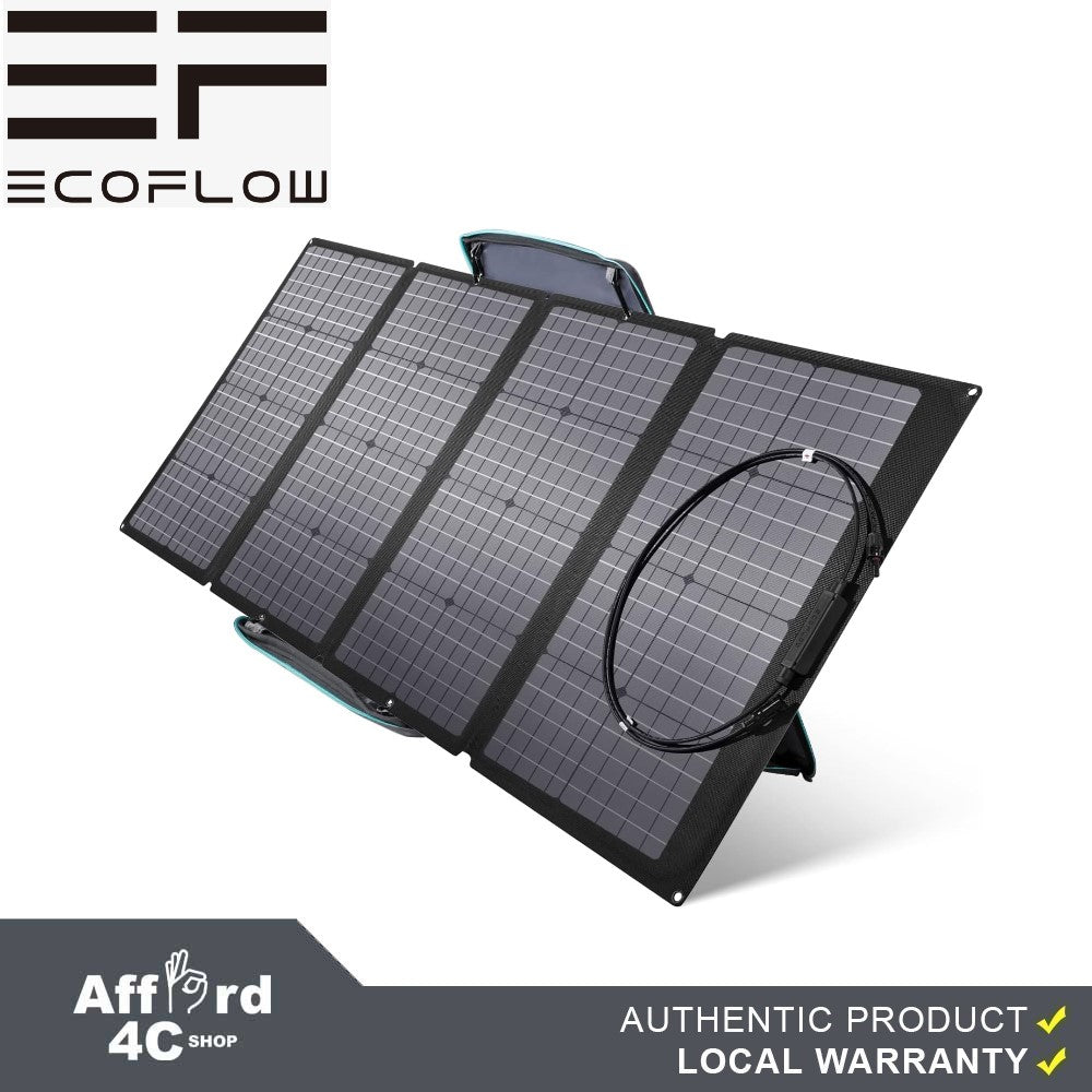 EF ECOFLOW 160 Watt Portable Solar Panel for Power Station, Foldable Solar Charger with Adjustable Kickstand, Waterproof IP68 for Outdoor Camping RV Off Grid System