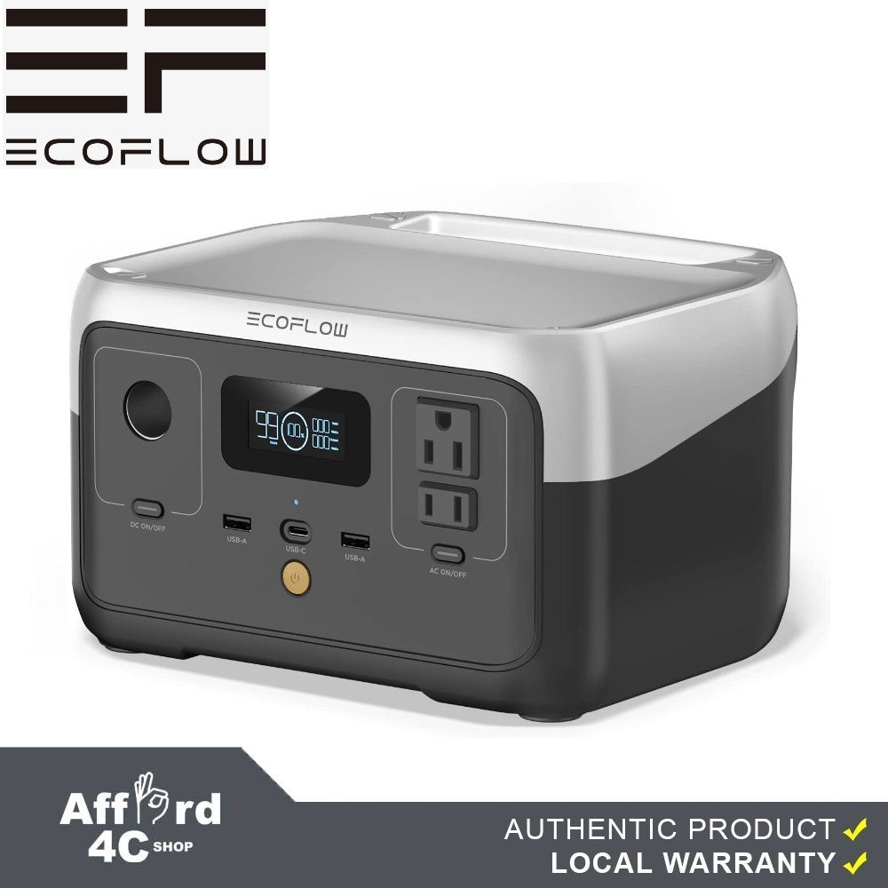 EF ECOFLOW Portable Power Station RIVER 2, 256Wh LiFePO4 Battery/ 1 Hour Fast Charging, 2 Up to 600W AC Outlets, Solar Generator (Solar Panel Optional) for Outdoor Camping/RVs/Home Use