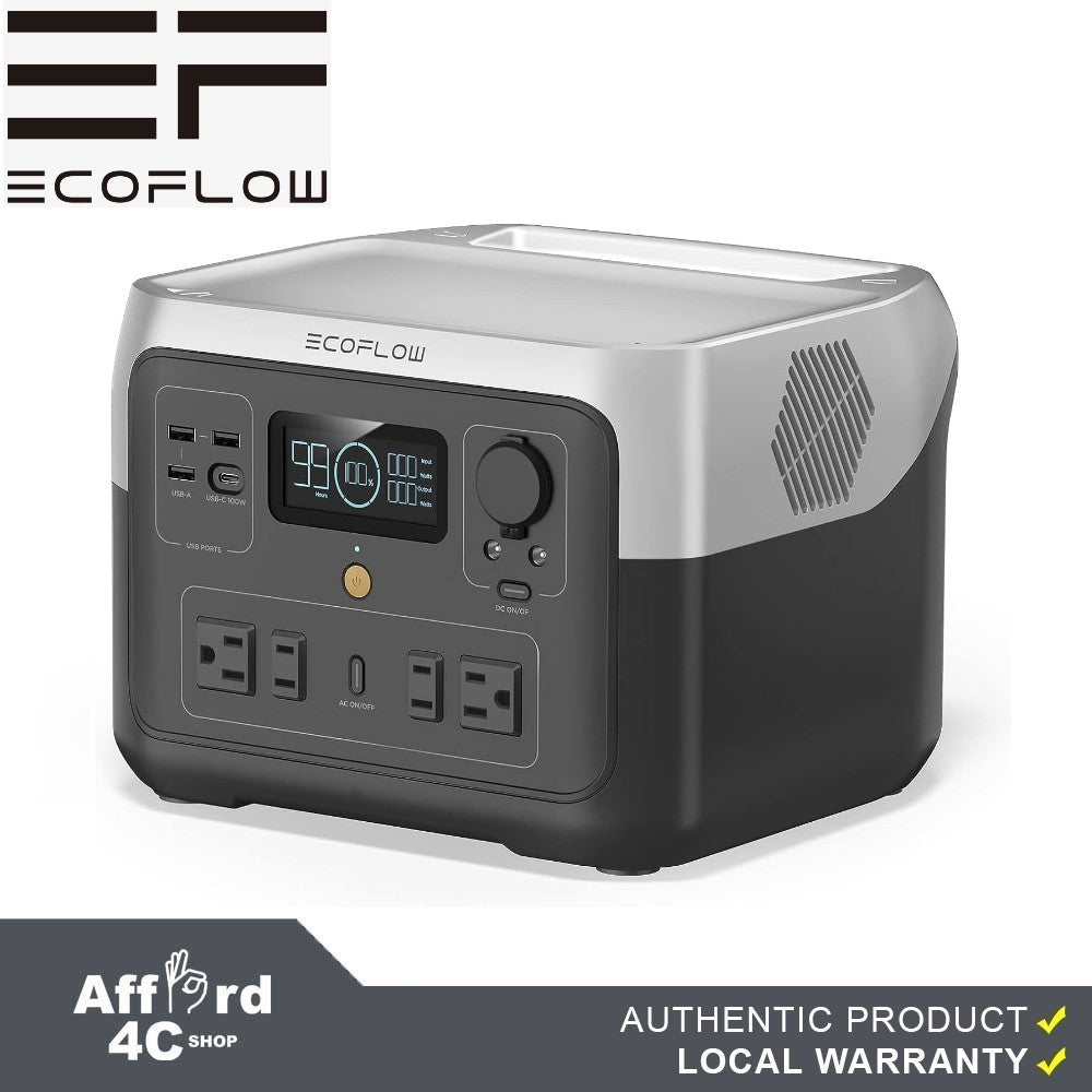 EF ECOFLOW Portable Power Station RIVER 2 Max, 512Wh LiFePO4 Battery/ 1 Hour Fast Charging, Up To 1000W Output Solar Generator (Solar Panel Optional) for Outdoor Camping/RVs/Home Use