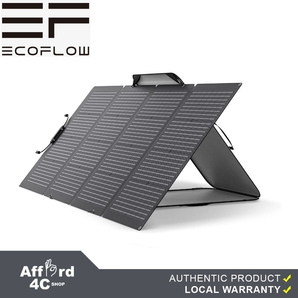 EF ECOFLOW 220Watt Bifacial Foldable Solar Panel, Complete with Adjustable Kickstand, Waterproof IP68 & Durable for Off The Grid Living