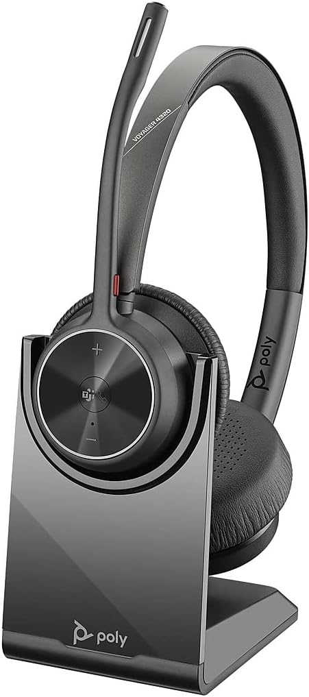 Poly Voyager 4320 Stereo USB-A Headset + BT700 USB-A Adapter +Charging Stand