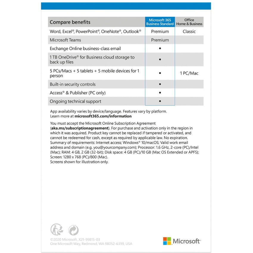 Microsoft 365 Bus Standard Retail English APAC EM Subscr 1YR Mdls P6