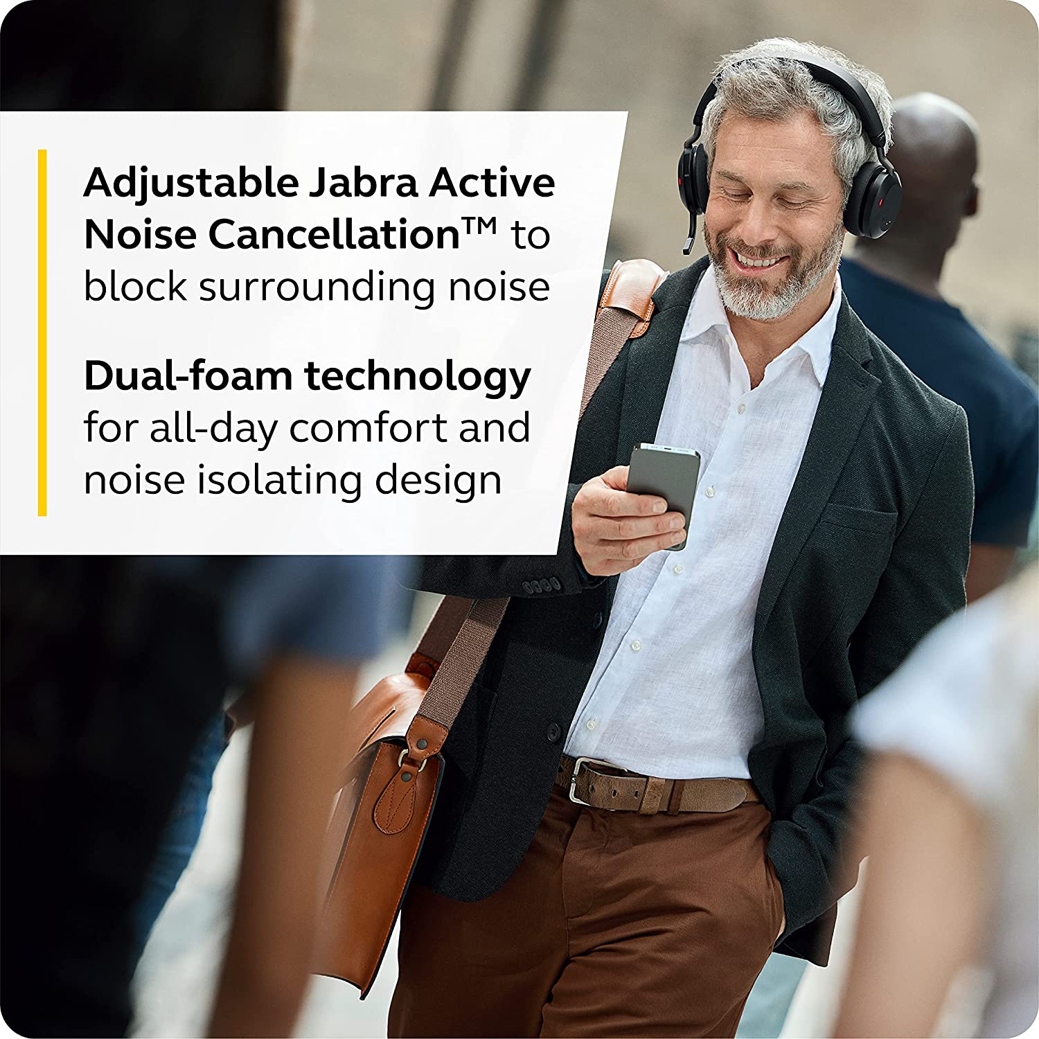 Jabra Evolve2 75 MS Wireless Headset with 8-Microphone Technology - Dual Foam Stereo Headphones with Adjustable Advanced Active Noise Cancelling, USB-A Bluetooth Adapter