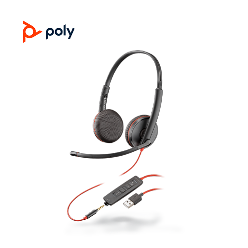 Poly Blackwire 3225 USB-A Corded Stereo Headset (Black)