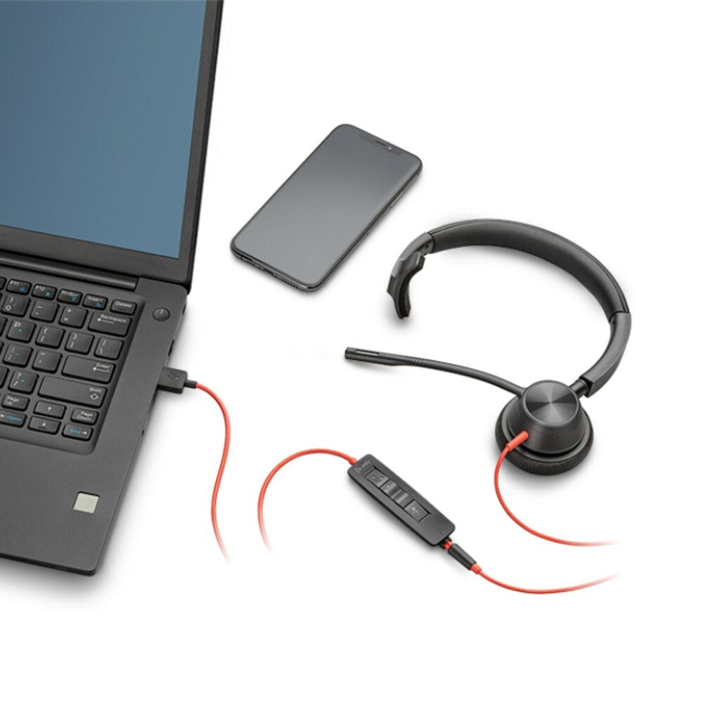 Poly Blackwire 3320 Stereo Microsoft Teams Certified USB-C Headset +USB-C/A Adapter (8X220AA)
