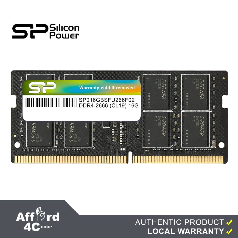 Silicon Power 16GB 2666Mhz DDR4 Non-ECC CL19 SODIMM Laptop Memory RAM