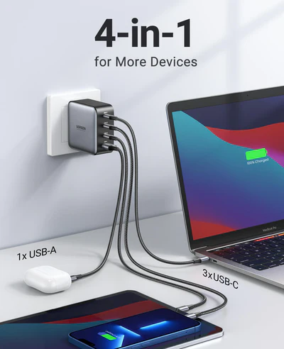 Ugreen Nexode 100W USB C Wall Charger-4 Ports GaN PD Fast Wall Charger USB-C Power Adapter