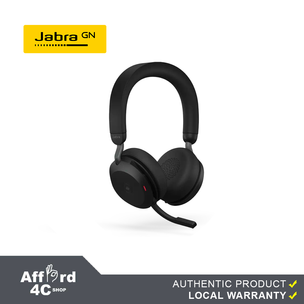 Jabra Evolve2 75 MS Wireless Headset with 8-Microphone Technology - Dual Foam Stereo Headphones with Adjustable Advanced Active Noise Cancelling, USB-A Bluetooth Adapter