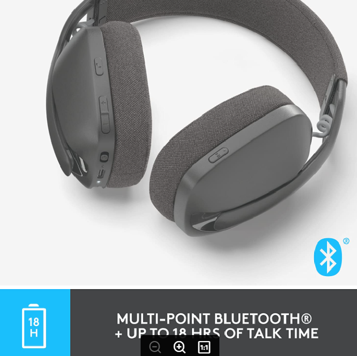 Logitech Zone Vibe 100 Lightweight Wireless Over Ear Headphones with Noise Canceling Microphone