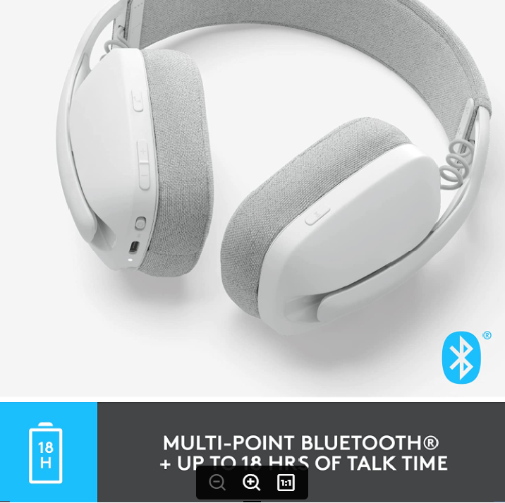 Logitech Zone Vibe 100 Lightweight Wireless Over Ear Headphones with Noise Canceling Microphone