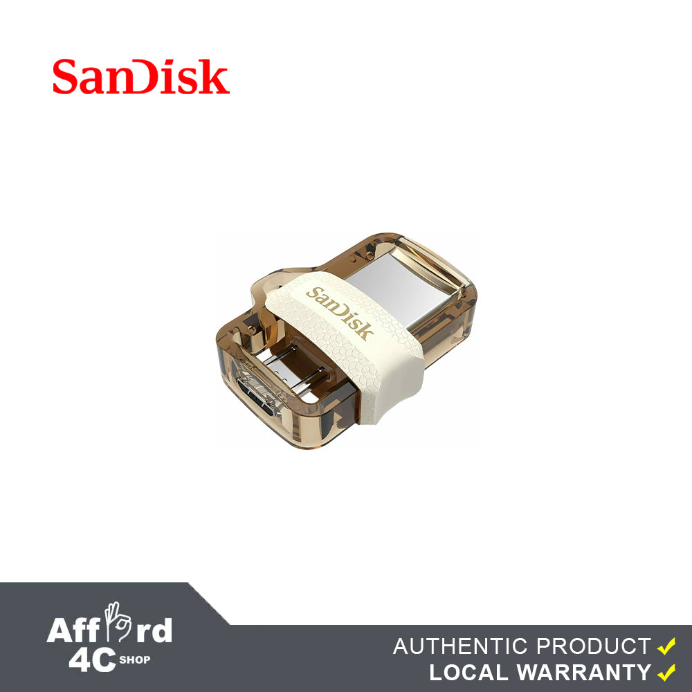 SANDISK OTG 16GB / 32GB / 64GB / 128GB TRANSPARENT SDDD3 - G46 DUAL USB FLASHDRIVE