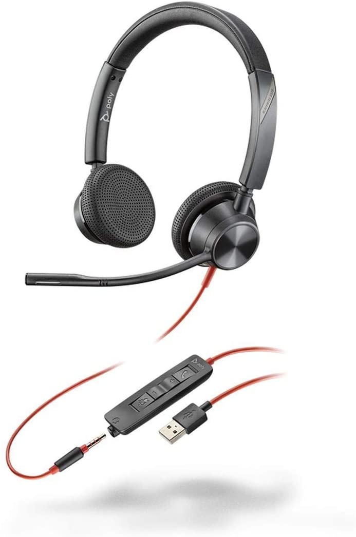 Poly Blackwire 3325 Stereo Microsoft Teams Certified USB-C Headset +3.5mm Plug +USB-C/A Adapter (8X222AA)